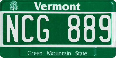VT license plate NCG889