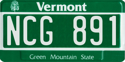 VT license plate NCG891