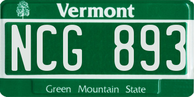 VT license plate NCG893