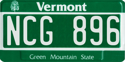 VT license plate NCG896