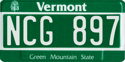 VT license plate NCG897