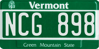 VT license plate NCG898