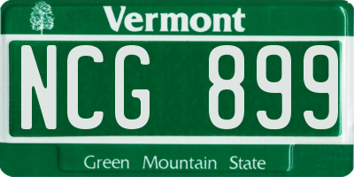 VT license plate NCG899