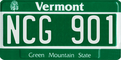 VT license plate NCG901