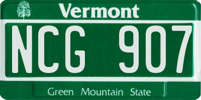 VT license plate NCG907