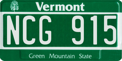 VT license plate NCG915
