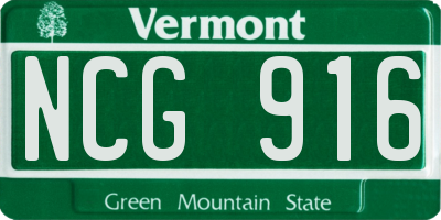 VT license plate NCG916