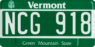VT license plate NCG918
