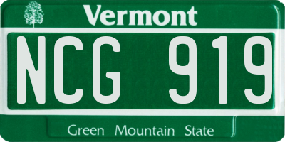 VT license plate NCG919