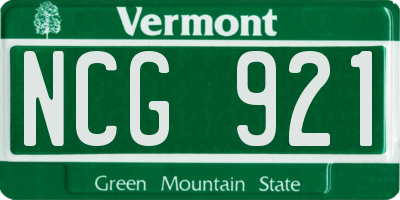 VT license plate NCG921
