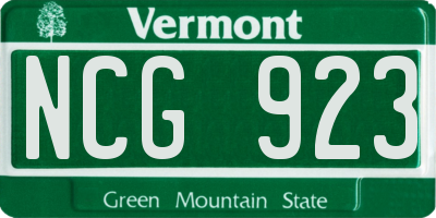 VT license plate NCG923