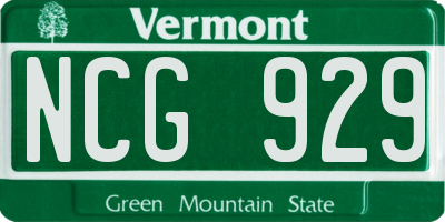 VT license plate NCG929