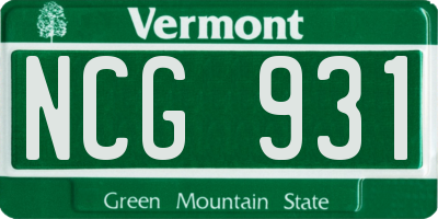 VT license plate NCG931