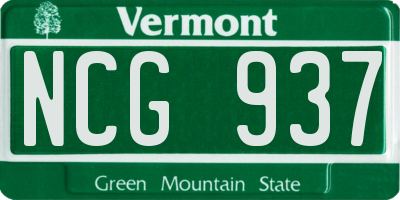 VT license plate NCG937