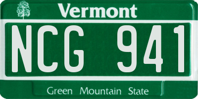 VT license plate NCG941