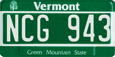 VT license plate NCG943