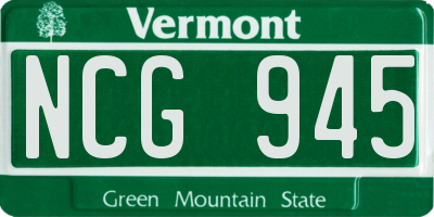 VT license plate NCG945