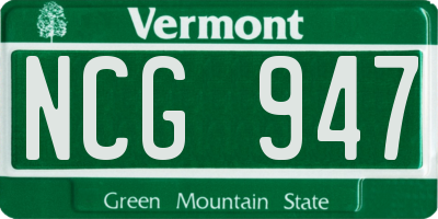 VT license plate NCG947