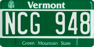 VT license plate NCG948