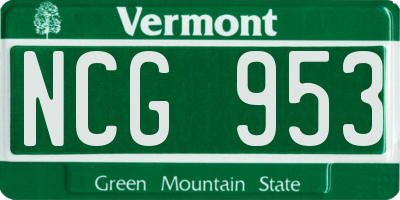 VT license plate NCG953