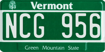 VT license plate NCG956