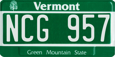 VT license plate NCG957