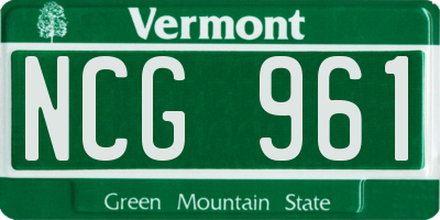 VT license plate NCG961