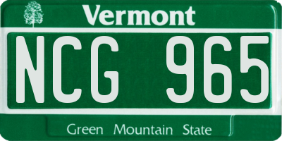 VT license plate NCG965