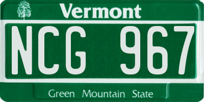 VT license plate NCG967