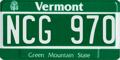 VT license plate NCG970