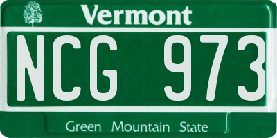 VT license plate NCG973