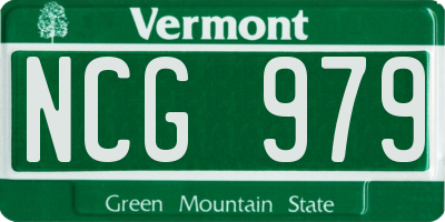 VT license plate NCG979