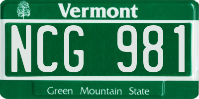 VT license plate NCG981