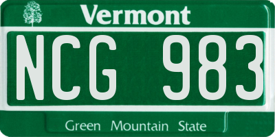 VT license plate NCG983