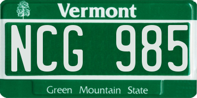 VT license plate NCG985