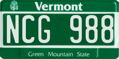 VT license plate NCG988
