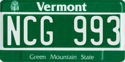 VT license plate NCG993
