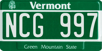 VT license plate NCG997