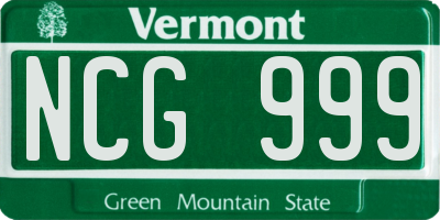 VT license plate NCG999