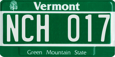 VT license plate NCH017