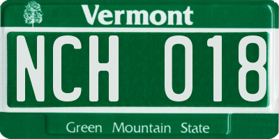 VT license plate NCH018