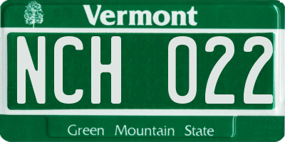 VT license plate NCH022