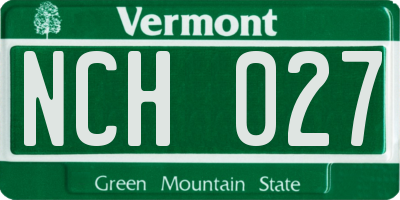 VT license plate NCH027