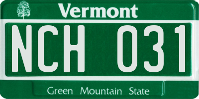 VT license plate NCH031