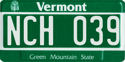 VT license plate NCH039