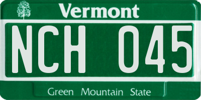 VT license plate NCH045