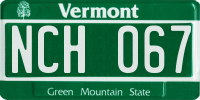 VT license plate NCH067