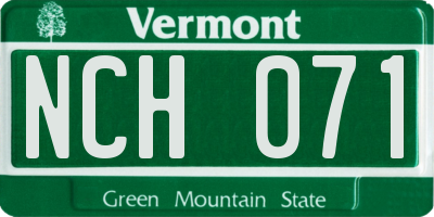 VT license plate NCH071