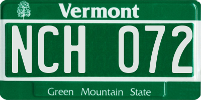 VT license plate NCH072