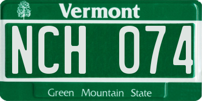 VT license plate NCH074